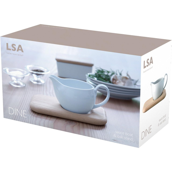 Соусник LSA International Dine з підставкою з дуба, порцеляна