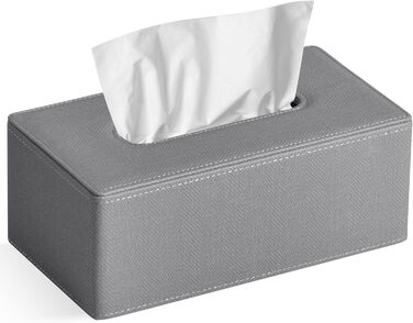 GOLRANLYE Tissue Box Rectangular PU Leather Cosmetic Tissue Dispenser Box Holder for Dresser Bathroom Decor (Dark Gray) (Linen Gray)