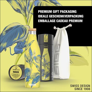 SIGG - Insulated Drinking Bottle - Meridian - Leak-Proof - Extra Slim - BPA-Free - Plastic-Free - Double-Walled 18/8 Stainless Steel - Bamboo Screw Cap - 0.5L / 0.7L (Sumatra Maki, Sumatra 0.5 L)