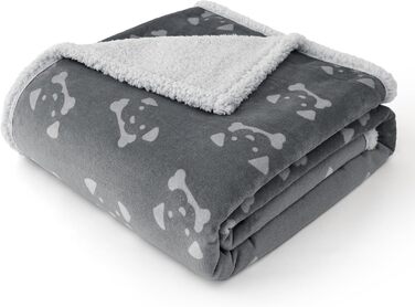 Водонепроникний коврик для собак BEDSURE великих порід - 127x102 см, миючий, з Sherpa Fleece, для захисту дивану, коврик для котів, сірий