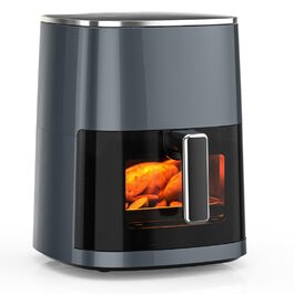 Повітряний фритюрник DUMOS 6 л з вікном, 12-в-1, для смаження, випікання, сушіння, приготування на пару, бежевий (сірий)