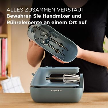 Міксер ручний Kenwood QuickMix Go HMP40.000GY сірий-блакитний, 350W, з кейсом, вінчики та гаки, мірна ложка