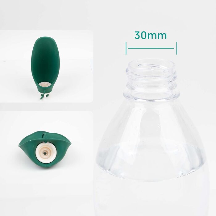 Турбувачка для собак Emmi-pet 600 мл з контейнером для корму 150 мл – портативна пляшка для води та їжі для собак, ідеальна для подорожей, прогулянок та активного відпочинку. Гігієнічна, легка в очищенні. Аксесуар для собак. Зелений колір, 580 мл