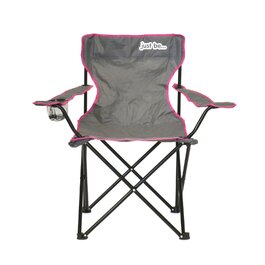 Кемпінговий стілець складаний з підлокітниками та підсклянником, сірий/рожевий
