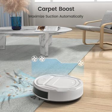 Робот-пилосос LEFANT M2 Pro з автоматичною системою очищення контейнера, лазерною навігацією та картографією, індивідуальним налаштуванням, уникненням перешкод та потужністю 6000 Pa, ідеальний для видалення шерсті тварин, білий (M210P)