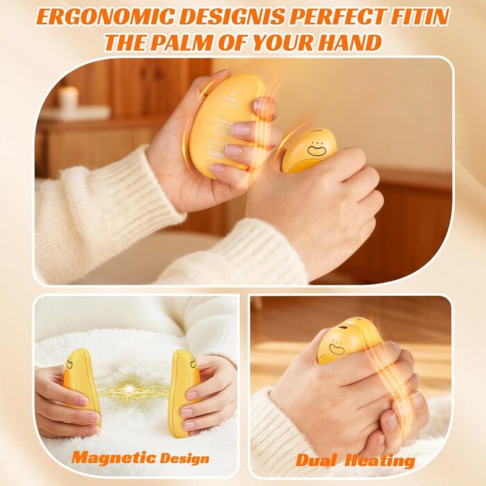 Електричні грілки для рук 2 шт. з акумуляторами 8000 mAh, USB, 3 режими, для зими, жовті