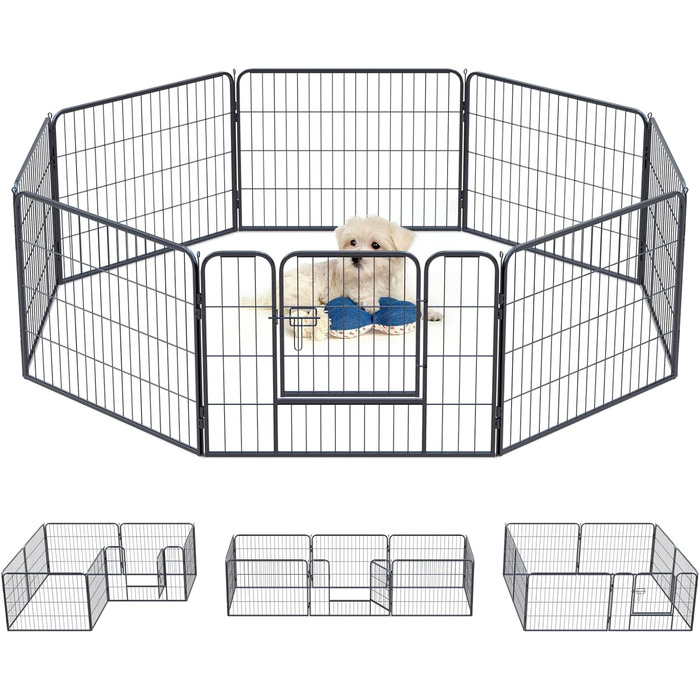 Клітка для цуценят, 60 см, для дому та вулиці, 8 панелей, 80x60 см
