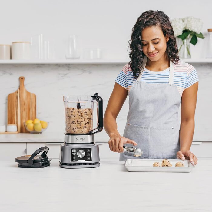 Ninja Foodi Power Nutri Mixer Smoothie Maker 3-in-1, thick spreads & frozen drinks, automatic programs, 2.1L pitcher, 700ml cup & 400ml bowl with Power Paddle, 1200W, Silver CB350EU 3-in-1 Mixer, 1200W