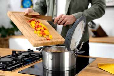 Набір каструль ZWILLING Simplify 5 предметів з кришкою-ситом, скляною кришкою, індукційне дно, нержавіюча сталь, срібно-чорний