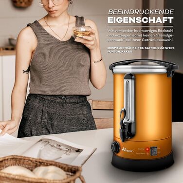 Glow Wine Heater 6.8L / 1500W Canning Machine made of Stainless Steel, Glow Wine Kettle, Glow Wine Machine, Hot Beverage Machine, Hot Water Dispenser (30 Liter, Copper)