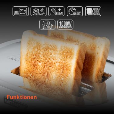 Muse stainless steel toaster in black retro design, analog display, illuminated buttons, 6 browning levels, 2-slice, MS-130 BC, vintage look, with crumb tray