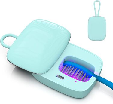Toothbrush Covers, Portable Toothbrush Holder with Cleaning Light, Rechargeable Travel Toothbrush Box with Holder for Home and Travel or Business Trips (White) (Blue)
