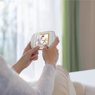 Відеоняня Motorola MBP30A з 7,6 см (3 дюйми) ручною панеллю та функцією дистанційного сканування. З розеткою UK