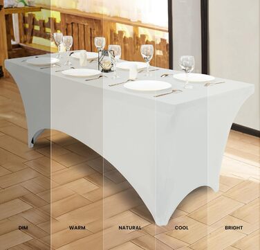Utopia Kitchen Spandex Tablecloth 2 Pack [5FT, White] - Tight-Fitting, Precision-Fit, Washable, and Wrinkle-Free Tablecloth for Outdoor Events, Weddings, Banquets & Parties [183Lx76Wx76H] cm