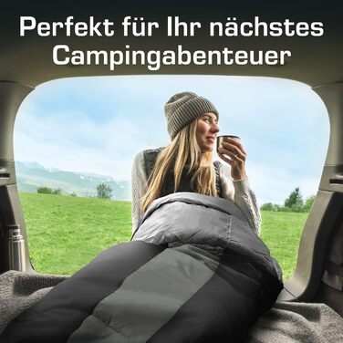 Сплячий мішок Active Era Mumienschlafsack - зимовий та літній, водонепроникний, вітрозахисний, ультралегкий, температурний режим -10°C до 10°C, компактний, для кемпінгу (чорний)