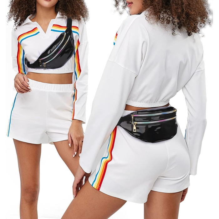 Чоловіча/жіноча поясна сумка-бананка, водонепроникна, з відділеннями на блискавці, регульований ремінь, для відпочинку, спорту, подорожей (чорна)