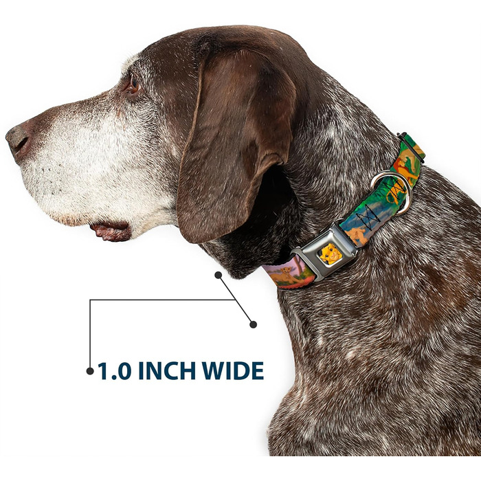 Нашийник для собак з фіксатором Seatbelt Lion King Simba & Nala, розмір 33-46 см, ширина 3.8 см