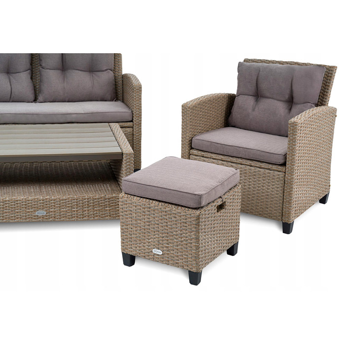 Комплект садових меблів Di Volio DV-016GF Firenze, техноротанг, бежевий, 6 предметів