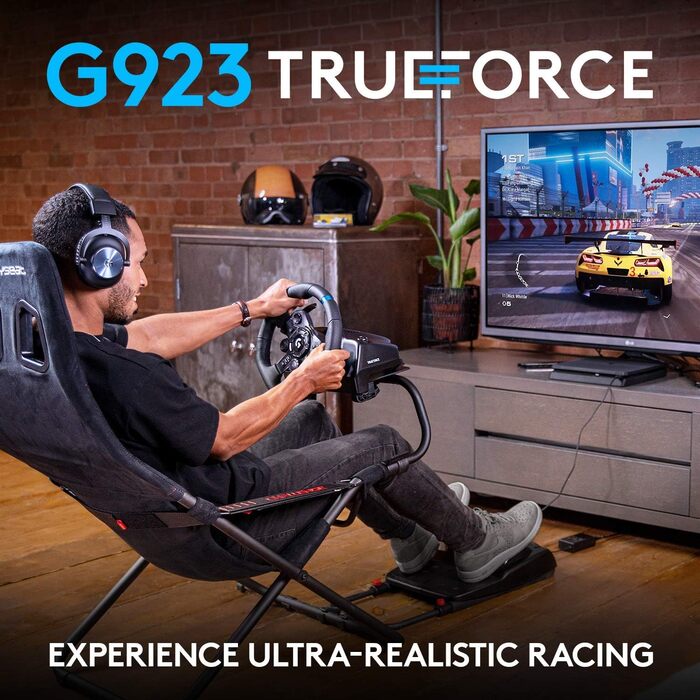 Руль Logitech G923 TRUEFORCE з педалями для Xbox Series X|S, Xbox One та PC, з реактивним педалем та системою подвійного зчеплення, чорний
