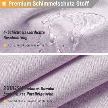 Шторка для душу BTTN, тканинна, 180x200 см, льонова текстура, антигрибкова, миється, текстильна, з 12 гачками, сучасна, водовідштовхувальна, з обтяжувачем, декор, поліестер, кремовий колір (лавандовий, однотонна, H180 x B180 см (упаковка 1)