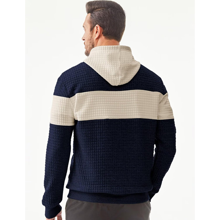 Чоловічий худі з капюшоном, довгі рукави, теплий світшот, казуальний стиль, блакитний колір, розмір XL