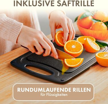 Набір дерев'яних обробних дощок Blumtal (S/M/L) - 3 шт. з канавками для соку та ручкою, BPA free, міцні, чорні