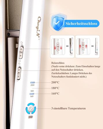 CkeyiN Бездротовий випрямляч для волосся, 2-в-1 випрямляч та завивка, міні-подорожний, керамічний, USB, білий