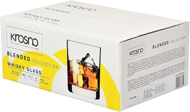 Krosno Whisky Glasses Tumbler | Set of 6 | 300 ML | Blended Collection | Perfect for Home, Restaurants, and Parties | Dishwasher Safe