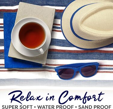 Великий плед для пікніка та відпочинку на природі Scuddles з кишенею – 200 x 150 см, двошаровий, водовідштовхувальний, синій