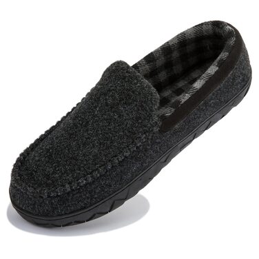 Домашні тапочки NewDenBer для чоловіків, мокасини з піною пам'яті, теплі та зручні, з неслизькою гумовою підошвою (43 EU, 1 Темний сірий)
