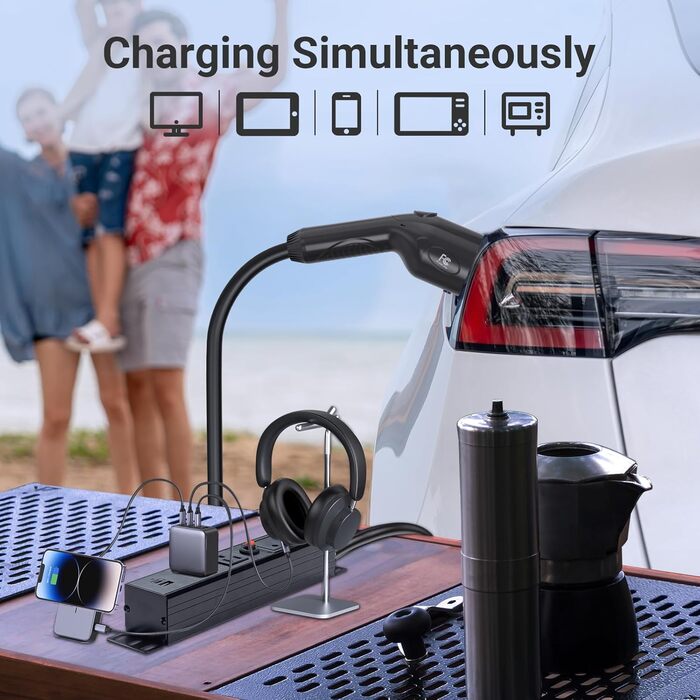 Кабель для зарядки електромобіля Tera EV Typ 2 22kW 32A 7.5м 3-фазний Mennekes IP55. Швидка зарядка для електроавто/PHEV. USB-порт, інструкція.
