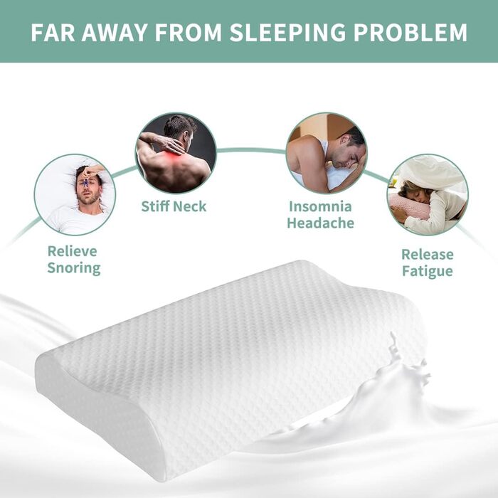 Good Night Memory Foam Cervical Orthopedic Neck Support Ergonomic Pillow Contour Groove Pillow for Neck Pain Side Sleepers (65 * 35 * 11/9)