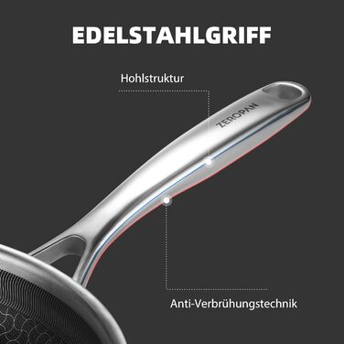 Сковорода з кришкою 26 см, антипригарне покриття Hybrid, холодна ручка, безпечна для миття в посудомийній машині, без PFAS, PFOA та PTFE, можна використовувати в духовці до 260 °C, сумісна з усіма типами плит WQ