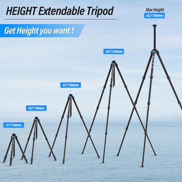 Штатив SIRUI AM124 Carbon з кульковою головкою AM01, легкий туристичний штатив, сумісний з Acra, водонепроникний, 159 см, навантаження 12 кг