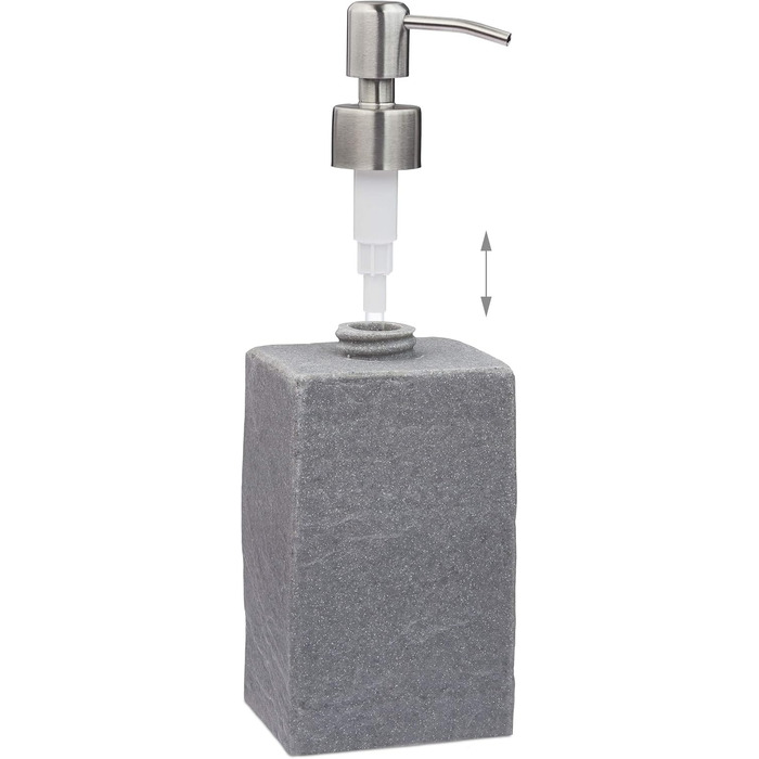 Дозатор для мила Relaxdays, 200 мл, сірий, наповнюваний, для ванної, туалету, кухні, з нержавіючої сталі