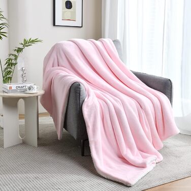 Тепла Sherpa ковдра рожевого кольору 150x200 см - м'яка, двостороння ковдра для дому, дивана та вітальні