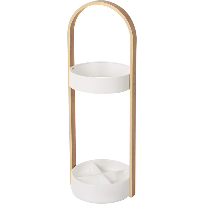 Umbra Flapper Coat Rack – Clothes Rack with 9 Drop-Down Hooks for Entryway and Office, Wood, White, 57.2 x 57.2 x 165.1 cm, White (White/Natural, Bundle with Umbrella Stand)