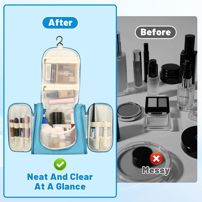 Чоловіча косметичка-органайзер для подорожей з гачком, зелена/блакитна