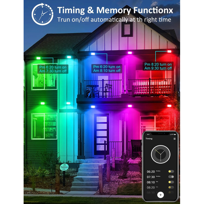 LED Floodlights Outdoor, 100W Smart RGB Floodlights with Remote Control and Bluetooth App, LED Floodlight Spotlights Color Changing Projector, IP66 Waterproof Floodlight for Gardens, Courtyards (2 Pack) (60w-rgb-app-2p)