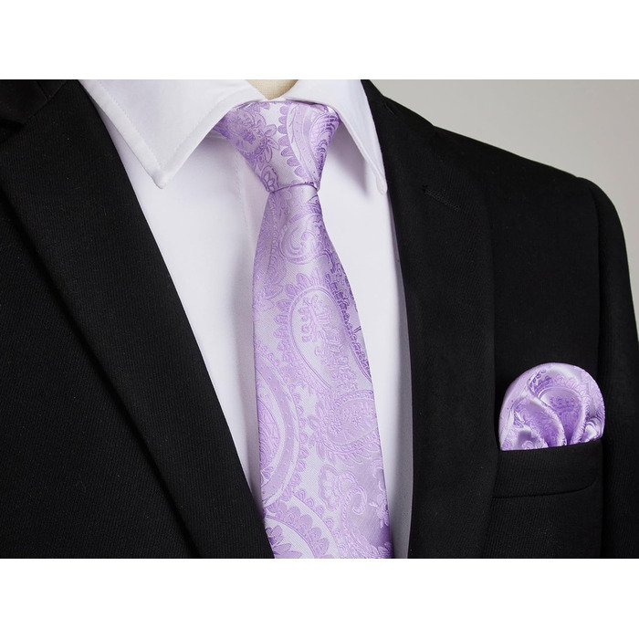 Набір краваток для чоловіків Enlision: краватка, кишеньковий хустинка, краватки-кліпси та запонки (світло-фіолетовий)