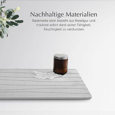 Amilutuo Badematte Stein, Diatomite Stone Bath Mat, Non-Slip Stone Bath Mat, Quick-Drying Stone Bath Mat (Dark Gray C, 60 x 39 cm) Dark Gray Curved Pattern 39x60cm