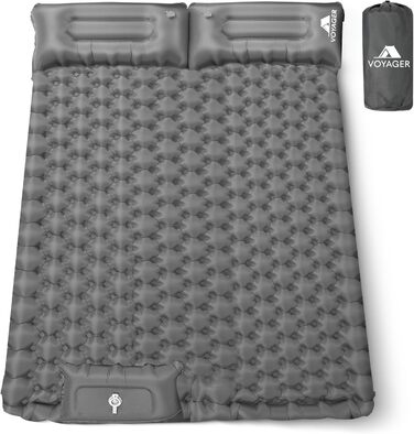 Кемпінгова килимок Voyager Single Ultraleicht: самонадувний, компактний, для кемпінгу, походів, рюкзаків, з сумкою (сірий, двоспальний)