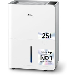 Електричний осушувач повітря AEOCKY Max 25L для дому, 25 літрів, 50 м², з відведенням води, для підвалу, пральні, спальні, ванної кімнати, білий
