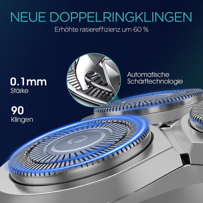 Електричний гоління для чоловіків VOYOR TX500: 5D, мокрий/сухий, бездротовий, LED дисплей, 150 хв роботи (чорний)