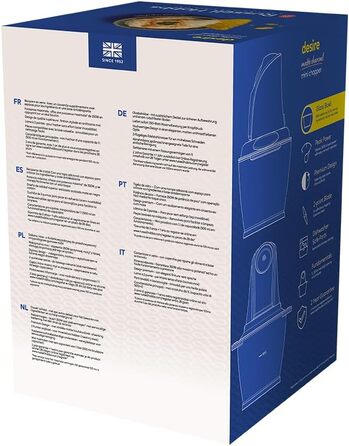 Кухонний міні-подрібнювач Russell Hobbs 27131-56, 350W, нержавіюча сталь, 1л, 2 швидкості, для овочів, фруктів, м'яса, чорний