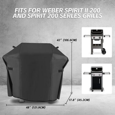 Чохол для гриля Weber Spirit II 200 серії, водонепроникний 600D, 48 дюймів, для Weber Spirit II E210, 2 пальники, всепогодний захист