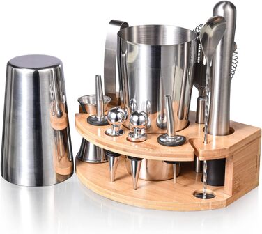 Cocktail Shaker Set, Esmula 750ML 12-Piece Stainless Steel Bartender Kit Gift for Men, Women, Friends, Home Stylish Bar Tool Set with Cocktail Recipe Booklet (Stainless Steel)