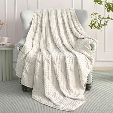 Обважнююча ковдра Mr. Sandman для дорослих Queen Size, 6.8 кг, 152x203 см, біла (Opulenter Garten) — м'яка антистрес ковдра для глибокого сну, що підлягає пранню в машині