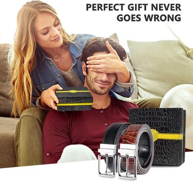 Чоловічі ремені 2 шт. Змінні, шкіряні, з натуральної шкіри крокодила, чорний та коричневий, 40-42 розмір