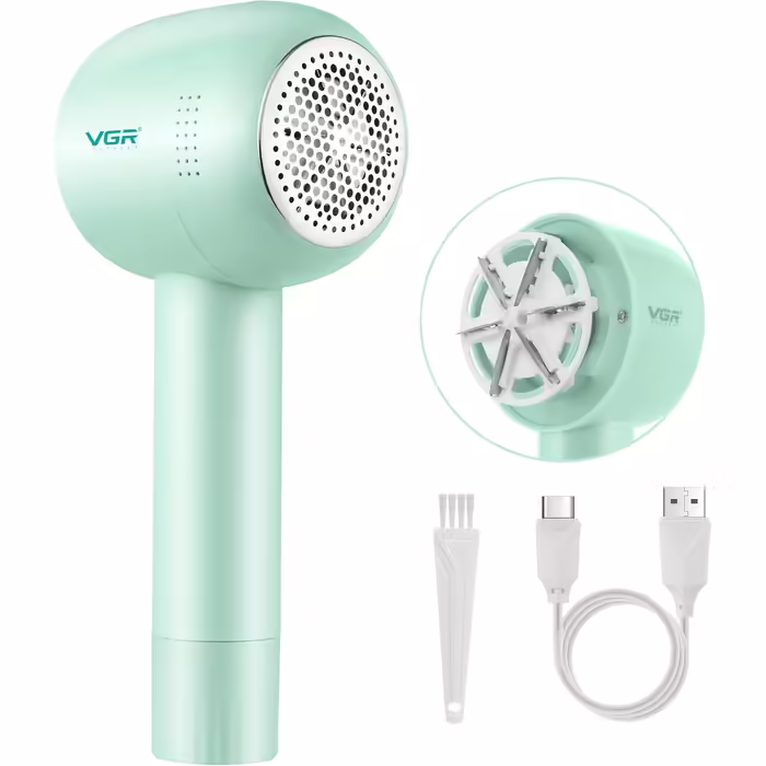 VGR Electric Lint Remover - Rechargeable Fabric Shaver with 6 Blades - Lint Remover for Clothing, Carpet, Sofa - Rechargeable - Pilling Brush Debobbler Defuzzer